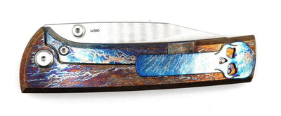 Custom Chaves Scapegoat Street Frame Lock Folding Knife Heat Antropic Ti Handles (3.50" Bohler M390) (Gold Lightning) - NORTH RIVER OUTDOORS