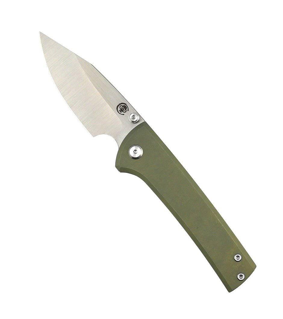 Custom Chaves Scapegoat Street Frame Lock Folding Knife Smooth Ti Handles (3.50" Bohler M390) ST/SG/SWTI/BF (OD Green Anodization) - NORTH RIVER OUTDOORS