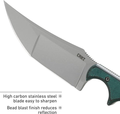 CRKT 2394 Folts Minimalist Katana Fixed Blade Neck Knife 3.56" Plain Blade Green Resin Fiber Handles - NORTH RIVER OUTDOORS