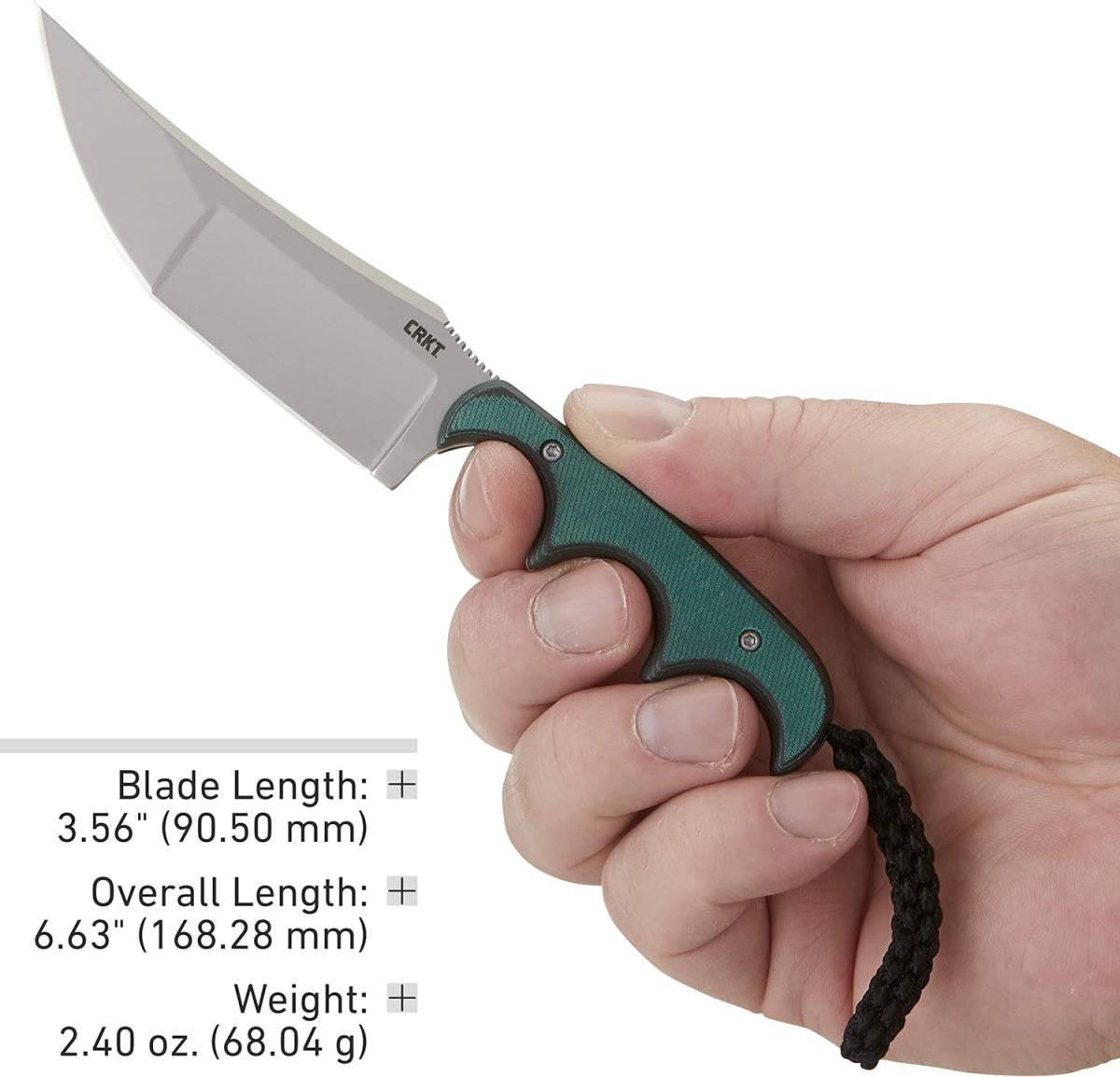 CRKT 2394 Folts Minimalist Katana Fixed Blade Neck Knife 3.56" Plain Blade Green Resin Fiber Handles - NORTH RIVER OUTDOORS