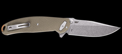 CRKT 2471 Butte Deadbolt Lock Assisted Flipper Knife 3.36" D2 Stonewashed G10 - NORTH RIVER OUTDOORS