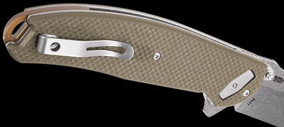 CRKT 2471 Butte Deadbolt Lock Assisted Flipper Knife 3.36" D2 Stonewashed G10 - NORTH RIVER OUTDOORS