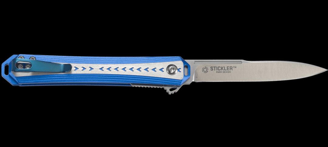 CRKT 6710 Stickler Assisted Flipper Knife 3.38" Sandvik 12C27, Blue & Silver - NORTH RIVER OUTDOORS