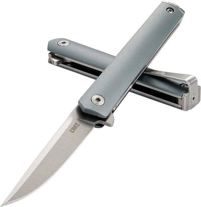 CRKT 7095 CEO Compact Gentleman's Flipper Knife 2.61" Satin Clip Point Blade Blue Handle - NORTH RIVER OUTDOORS