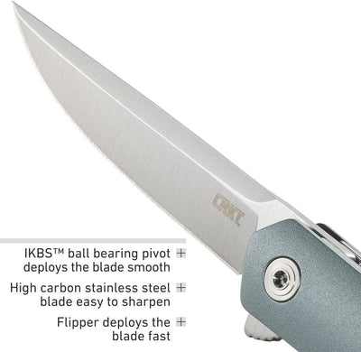 CRKT 7095 CEO Compact Gentleman's Flipper Knife 2.61" Satin Clip Point Blade Blue Handle - NORTH RIVER OUTDOORS
