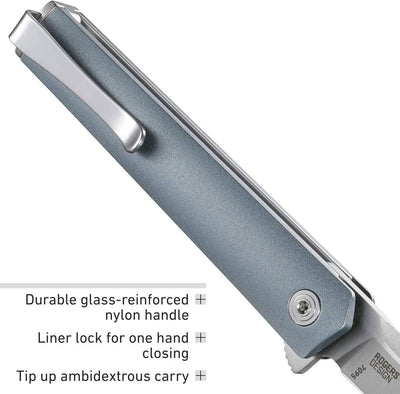 CRKT 7095 CEO Compact Gentleman's Flipper Knife 2.61" Satin Clip Point Blade Blue Handle - NORTH RIVER OUTDOORS