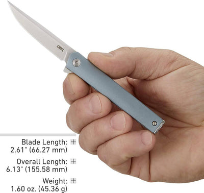 CRKT 7095 CEO Compact Gentleman's Flipper Knife 2.61" Satin Clip Point Blade Blue Handle - NORTH RIVER OUTDOORS