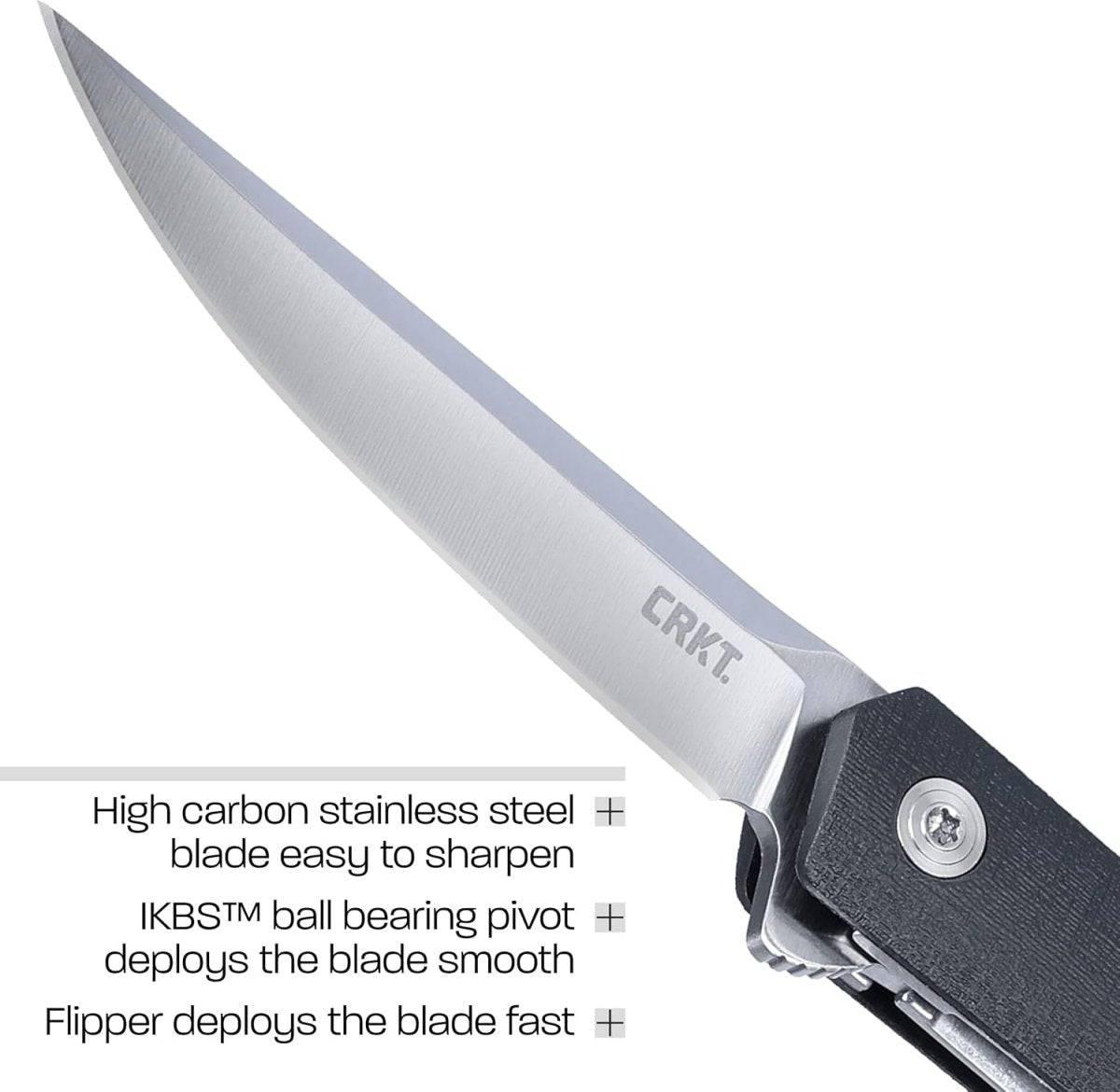 CRKT 7095KX CEO Compact Gentleman's Flipper Knife 2.61" Satin Clip Point Blade Black Handles - NORTH RIVER OUTDOORS