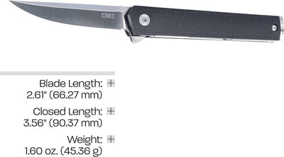 CRKT 7095KX CEO Compact Gentleman's Flipper Knife 2.61" Satin Clip Point Blade Black Handles - NORTH RIVER OUTDOORS