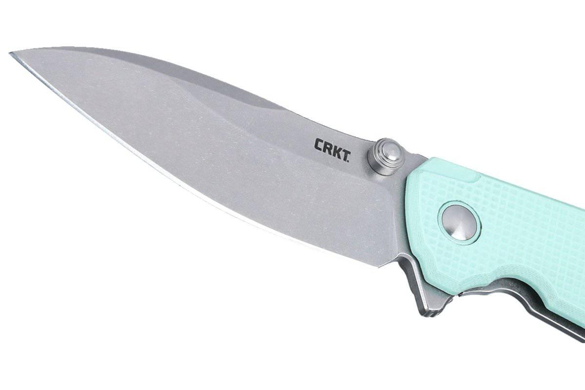 CRKT Ibis 2560 Knife Stonewash 14C28N Drop Point Blue G10 Stonewash Titanium Flipper - NORTH RIVER OUTDOORS