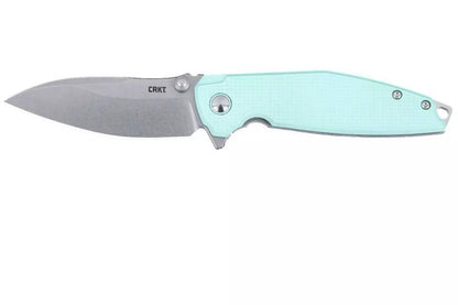 CRKT Ibis 2560 Knife Stonewash 14C28N Drop Point Blue G10 Stonewash Titanium Flipper - NORTH RIVER OUTDOORS