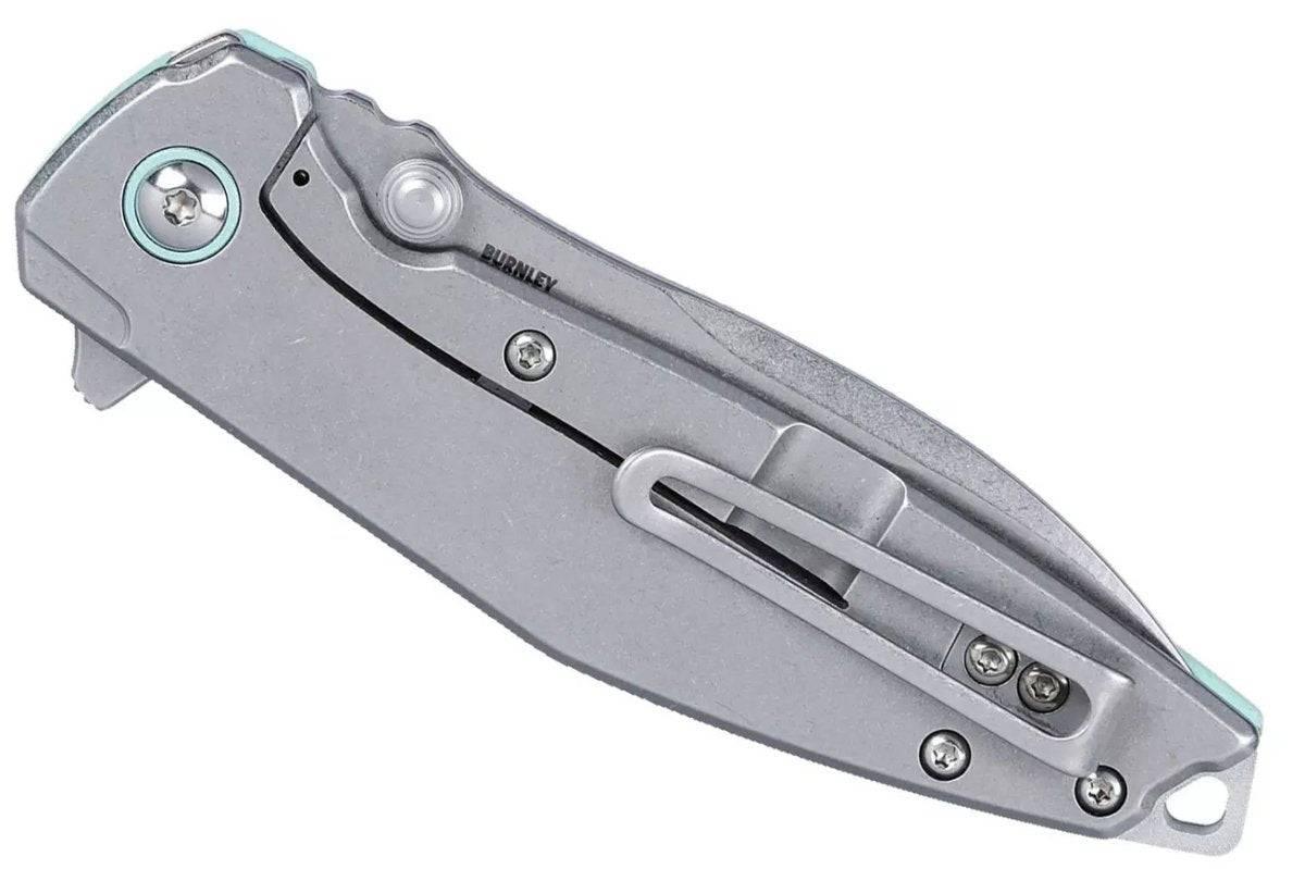 CRKT Ibis 2560 Knife Stonewash 14C28N Drop Point Blue G10 Stonewash Titanium Flipper - NORTH RIVER OUTDOORS
