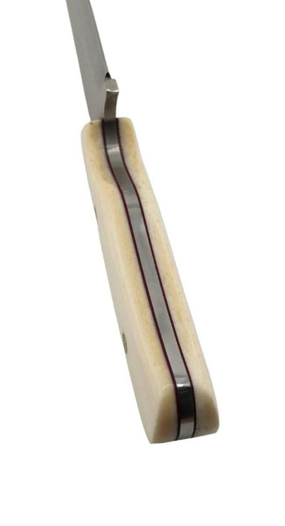 CUR Custom Shrike EDC Fixed Blade Knife 3.25" Oiled Camel Bone Dark Liners Mosaic Pins - NORTH RIVER OUTDOORS