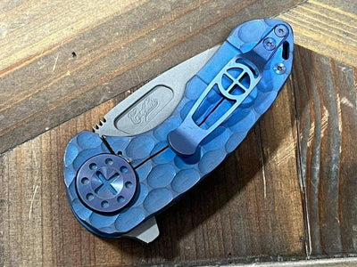 Curtiss F3 Compact Slicer Flipper PM-Mill Handles SW MagnaCut Blasted Ti Blue (USA) - NORTH RIVER OUTDOORS