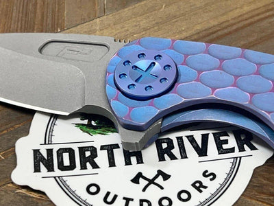 Curtiss F3 Compact Wharny Flipper PM-Mill Handles SW MagnaCut Blasted Ti Aqua-Purple (USA) - NORTH RIVER OUTDOORS