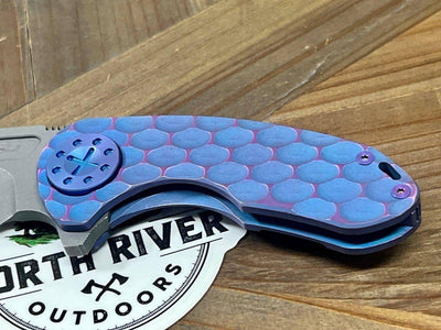 Curtiss F3 Compact Wharny Flipper PM-Mill Handles SW MagnaCut Blasted Ti Aqua-Purple (USA) - NORTH RIVER OUTDOORS