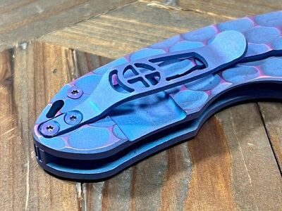Curtiss F3 Compact Wharny Flipper PM-Mill Handles SW MagnaCut Blasted Ti Aqua-Purple (USA) - NORTH RIVER OUTDOORS
