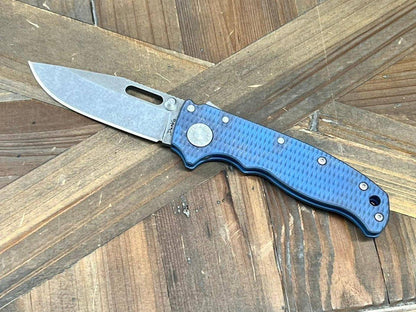 Custom Demko AD20.5 Shark Lock Folding Knife 3" 3V Clip Point Textured Titanium "Baby Blue" - NORTH RIVER OUTDOORS