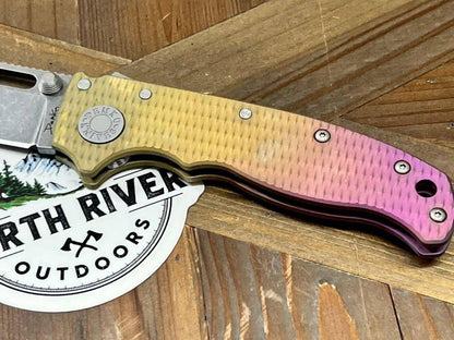 Custom Demko AD20.5 Shark Lock Folding Knife 3" 3V Clip Point Textured Titanium "Pineapple Express" - NORTH RIVER OUTDOORS