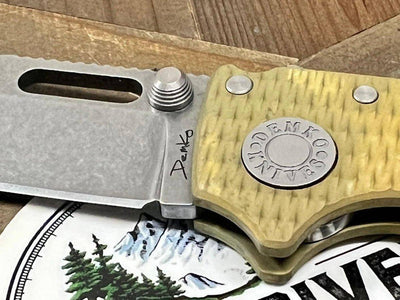 Custom Demko AD20.5 Shark Lock Folding Knife 3" 3V Clip Point Textured Titanium "Pineapple Express" - NORTH RIVER OUTDOORS