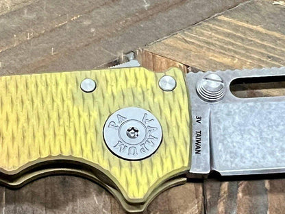 Custom Demko AD20.5 Shark Lock Folding Knife 3" 3V Clip Point Textured Titanium "Pineapple Express" - NORTH RIVER OUTDOORS