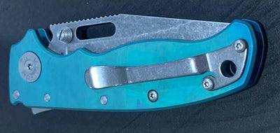 Custom Demko AD20.5 Shark Lock Folding Knife 3" CPM-3V Clip Point Titanium "Morning Blue" - NORTH RIVER OUTDOORS