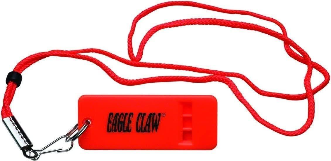 Eagle Claw Flat Fluorescent Orange Boat Whistle With Lanyard - NORTH RIVER OUTDOORS