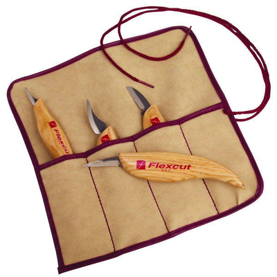 Flexcut Carving 4 Piece Tool Set with Tool Roll - KN100 (USA) - NORTH RIVER OUTDOORS