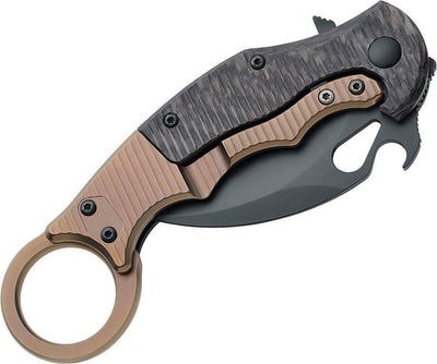 Fox FKMD FX-599TIC 01FX122 Folding Karambit 2.55" ELMAX Carbon Fiber/Titanium Handles - NORTH RIVER OUTDOORS