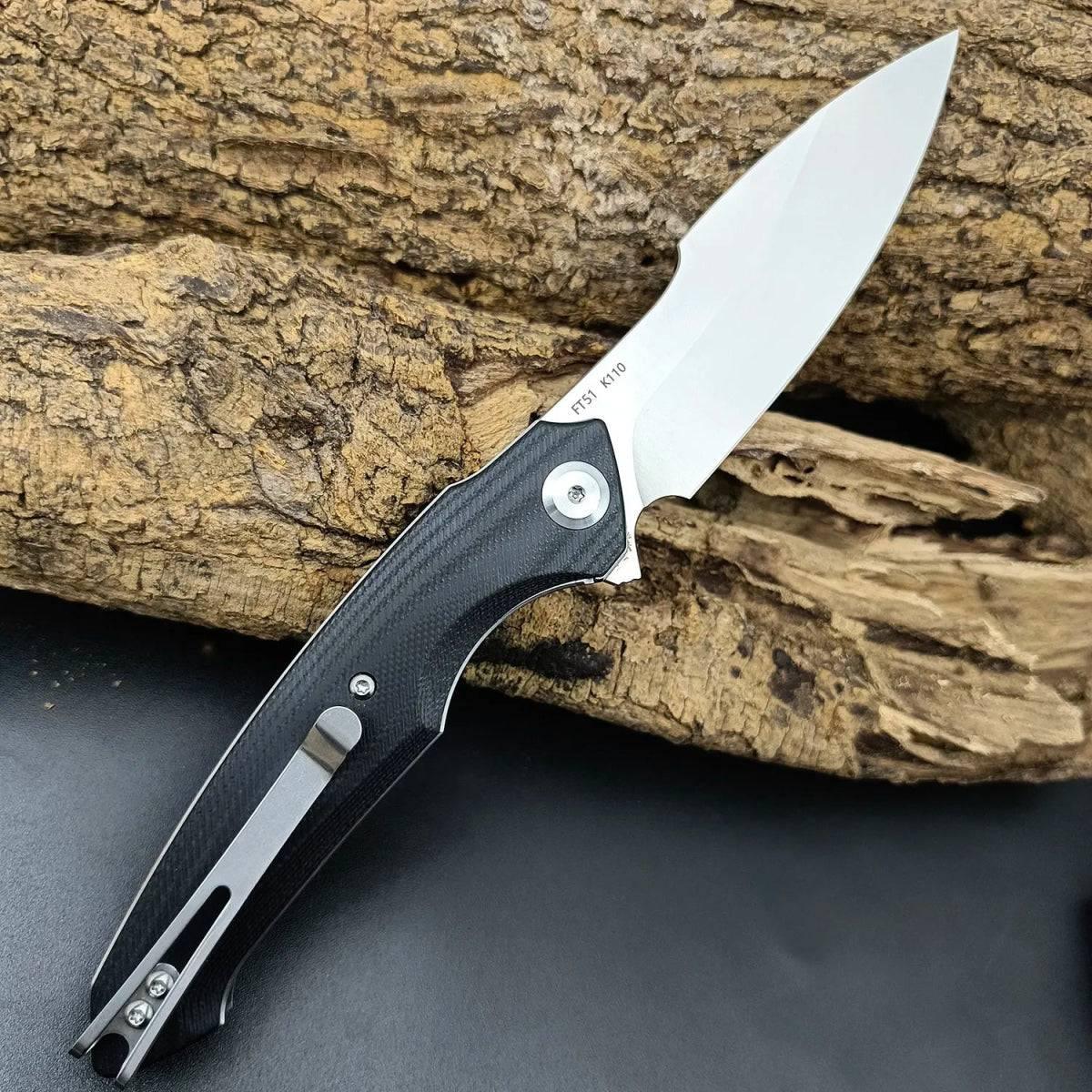 FreeTiger FT51-BK D2 G10 Flipper Ball Bearing Folding Pocket Knife - NORTH RIVER OUTDOORS