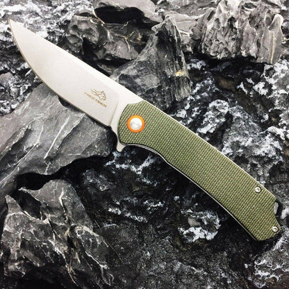 FreeTiger FT956 Flipper Folding Pocket Knife 3.346” D2 Blade Flax Fiber Handle - NORTH RIVER OUTDOORS