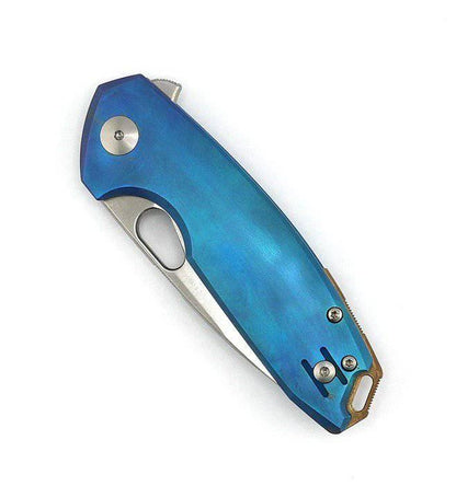 Custom GiantMouse ACE Tribeca Flipper Knife 2.875" MagnaCut Blue Titanium Handles (Italy) - NORTH RIVER OUTDOORS