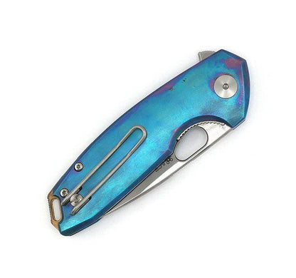 Custom GiantMouse ACE Tribeca Flipper Knife 2.875" MagnaCut Blue Titanium Handles (Italy) - NORTH RIVER OUTDOORS