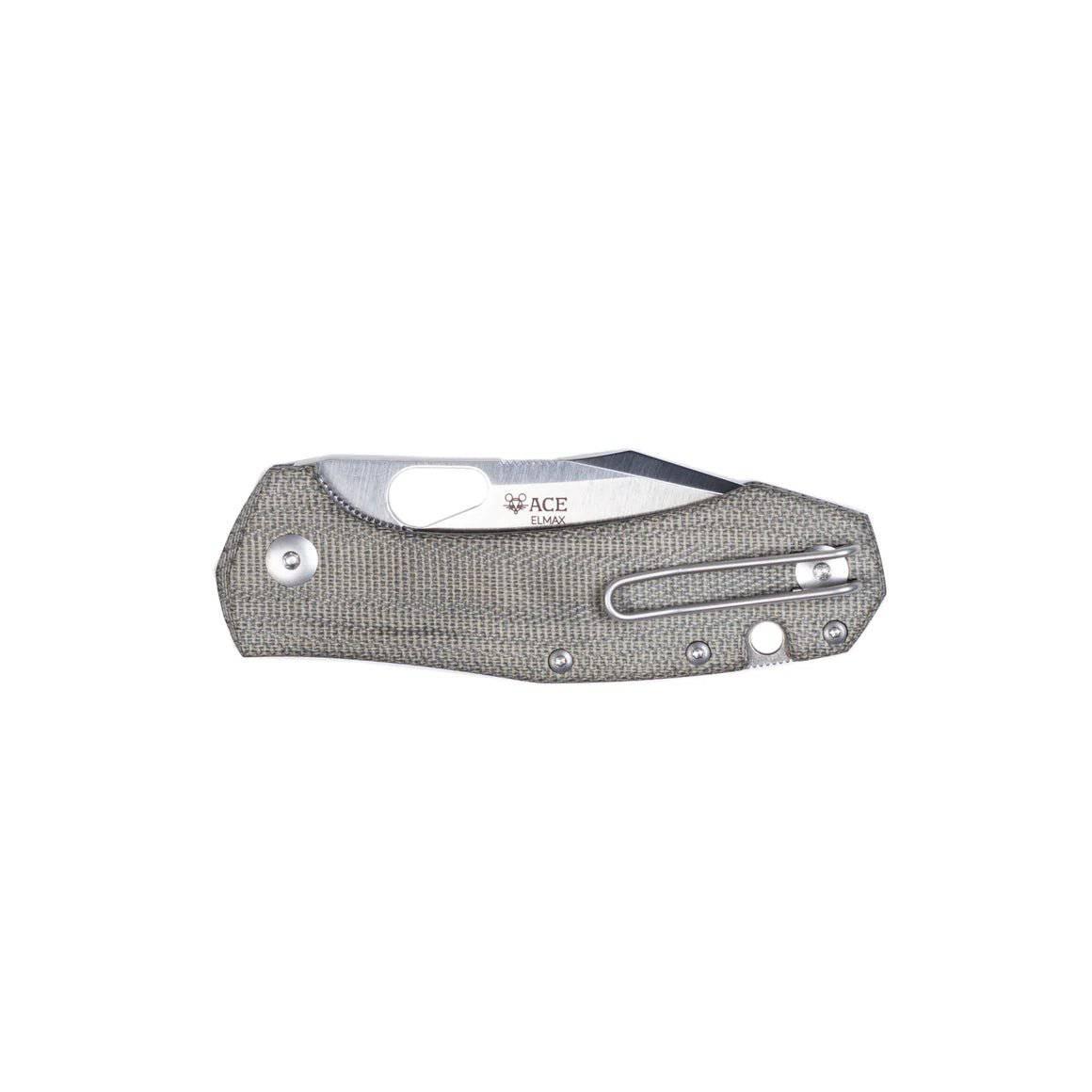 GiantMouse ACE Atelier Folding Knife 2.875" Elmax Satin Green Micarta Handles (Italy) - NORTH RIVER OUTDOORS