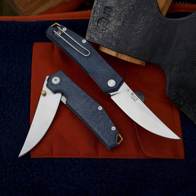 GiantMouse ACE Clyde	Denim Micarta Brass Backspacer Folding Knife - NORTH RIVER OUTDOORS