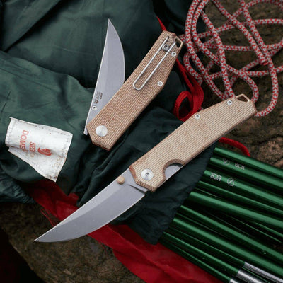 GiantMouse ACE Clyde	Natural Canvas Brass Folding Knife - NORTH RIVER OUTDOORS
