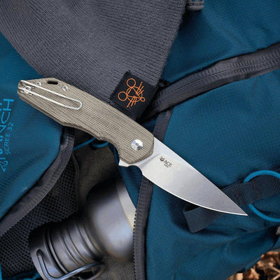 GiantMouse ACE Corta	Green Canvas Folding Knife - NORTH RIVER OUTDOORS