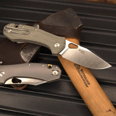 GiantMouse ACE Grand Green Canvas Folding Knife - NORTH RIVER OUTDOORS