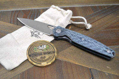 GiantMouse ACE REO Folding Knife 3.325" MagnaCut Stonewashed Drop Point Denim - NORTH RIVER OUTDOORS