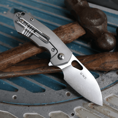 GiantMouse ACE Riv Ti Framelock Green Canvas Folding Knife - NORTH RIVER OUTDOORS