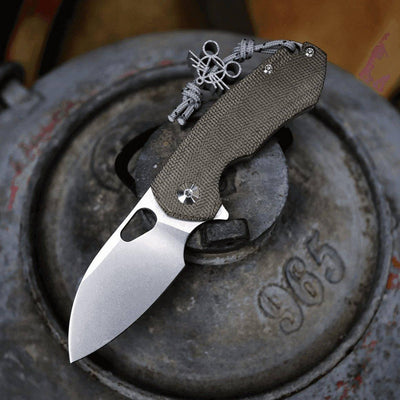 GiantMouse ACE Riv Ti Framelock Green Canvas Folding Knife - NORTH RIVER OUTDOORS