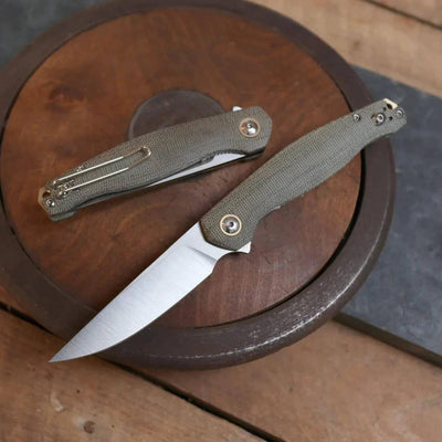 GiantMouse ACE Sonoma V2 Green Canvas Micarta Folding Knife - NORTH RIVER OUTDOORS