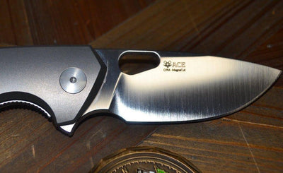 GiantMouse ACE Tribeca Flipper Knife 2.875" MagnaCut Stonewashed Titanium Handles (Italy) - NORTH RIVER OUTDOORS