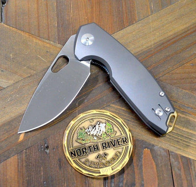 GiantMouse ACE Tribeca Flipper Knife 2.875" MagnaCut Stonewashed Titanium Handles (Italy) - NORTH RIVER OUTDOORS