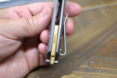 GiantMouse ACE Tribeca Flipper Knife 2.875" MagnaCut Stonewashed Titanium Handles (Italy) - NORTH RIVER OUTDOORS