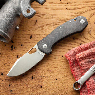 GiantMouse Atelier Folding Knife 2.875" Elmax Satin Blade Carbon Fiber Handles (Italy) - NORTH RIVER OUTDOORS