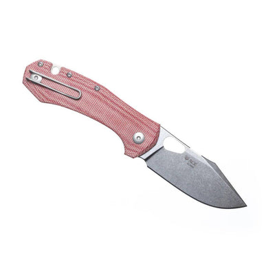 GiantMouse Atelier Folding Knife 2.875" Elmax Satin Blade Red Canvas Micarta (Italy) - NORTH RIVER OUTDOORS