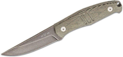 GiantMouse GMF2-P-G Fixed Blade Knife 3.62" N690 Black PVD Stonewashed Drop Point Green Micarta Leather Sheath - NORTH RIVER OUTDOORS