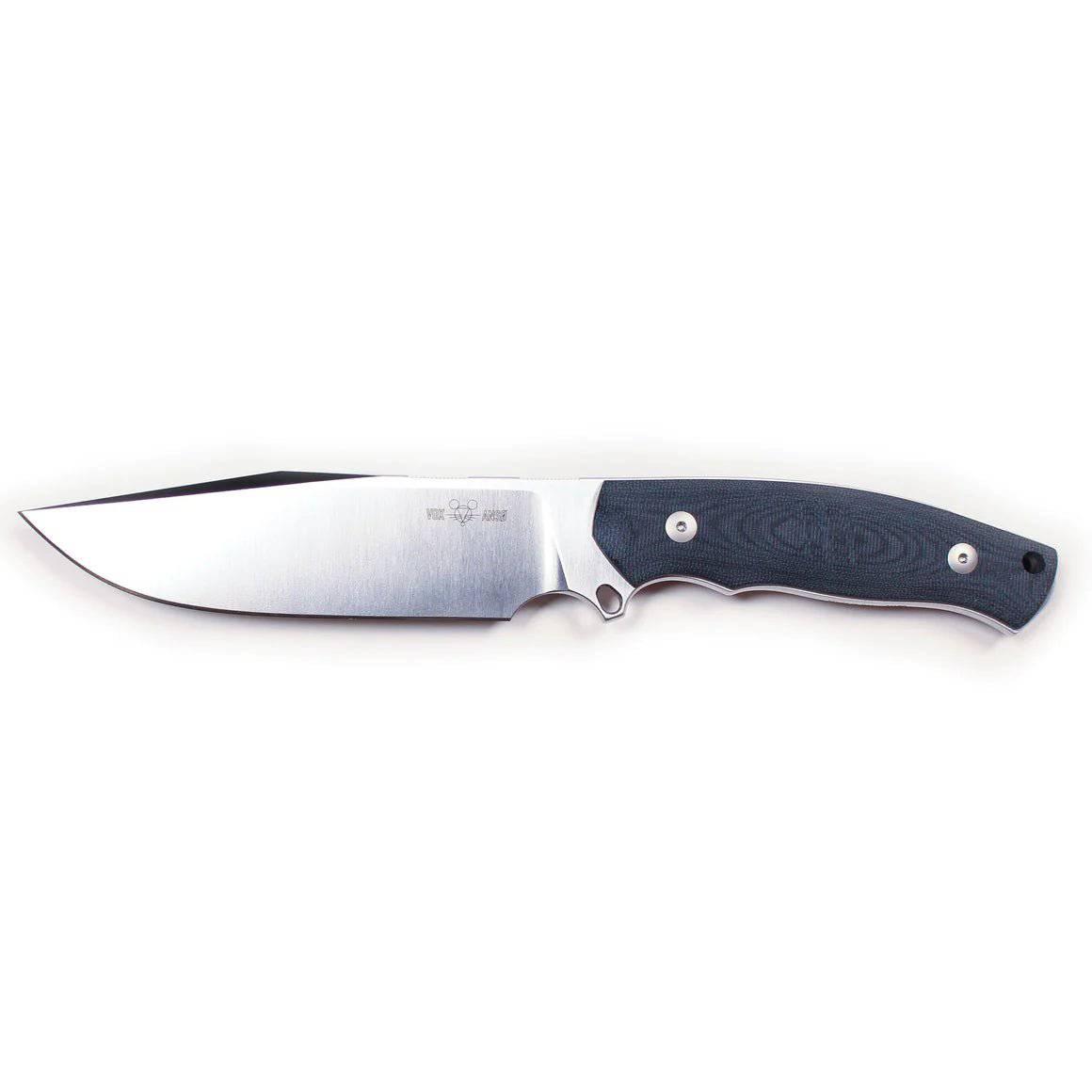 GiantMouse GMF4-DB-SATIN GMF4 Fixed Blade Knife 5.65" N690 Satin Clip Point Black Canvas Micarta - NORTH RIVER OUTDOORS
