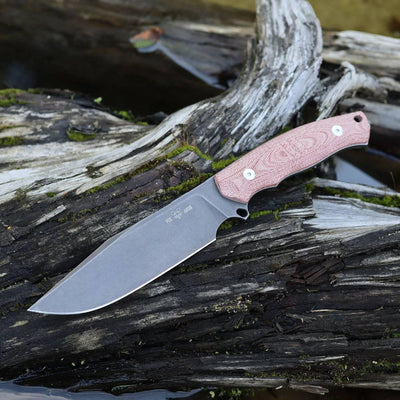 GiantMouse GMF4-RED-PVD GMF4 Fixed Knife 5.65" N690 Black PVD Stonewashed Clip Point Red Canvas Micarta - NORTH RIVER OUTDOORS